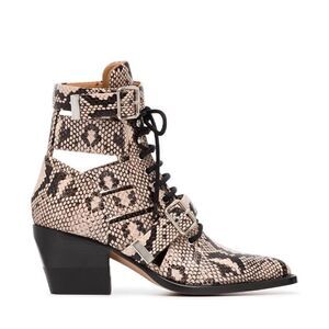 [chloe] Rylee snakeskin buckle boots